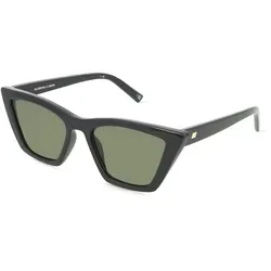 Le Specs VELODROME Damen-Sonnenbrille – Stilvolle Cateye-Optik - Sonnenbrillen | Trendige Cateye-Form mit hochwertigem Kunststoffgestell in Schwarz und grünem Glas – ideal für einen modischen Look im Sommer.