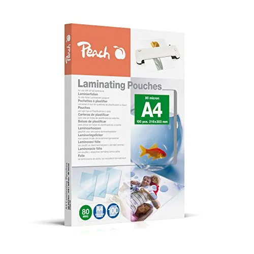 Peach Laminierfolien A4-80 mic - 100 pouches - glänzend - kompatibel mit Geräten aller Markenhersteller - PP580-02