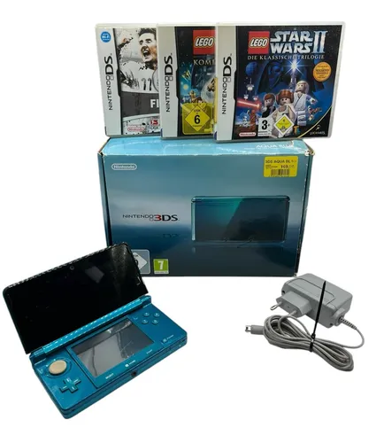 Nintendo 3DS Handheld-Spielkonsole Aqua Blau OVP 3 Spiele Lego Star Wars Fifa