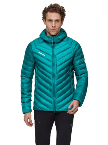 Mammut Broad Peak IN Hooded Jacket Men Deep Teal-Black (XL) - Jacke aus recyceltem Pertex Quantum-Material, mit 800 cuin Bauschkraft für perfekten Wärmeschutz und kompaktem Packmaß – ideal für Bergabenteuer.