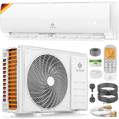 KESSER® Split Klimaanlage Set Quick Connect 9000 BTU – WiFi Klimagerät mit Heizfunktion - Klimaanlage mit 9000 BTU, einfach per App steuerbar. Ideal für schnelle Kühlung und effizientes Heizen in Wohn- und Arbeitsräumen.
