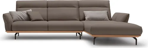Creation BY ROLF BENZ Ecksofa CR.460, Sockel in Eiche, Winkelfüße in Umbragrau, Breite 318 cm