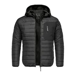 Amaci&Sons Steppjacke MACON Hybrid Softshell Herren Outdoor schwarz 3XL - Stylische Hybrid-Steppjacke für Herren in 3XL. Ideal für Outdoor-Aktivitäten, mit praktischen Taschen und Kapuze für optimalen Schutz und Komfort.