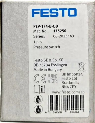 FESTO 175250 PEV-1/4-B-OD Druckschalter - Pneumatikzylinder, neu und original verpackt, ideal für präzise Druckregelung in industriellen Anwendungen.