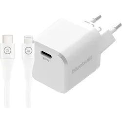 BlueBuilt Power-Delivery-Ladegerät 20 W + Lightning-Kabel 3 m Nylon Weiß