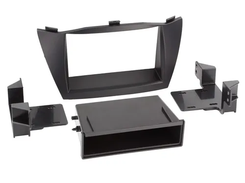 Einbaurahmen DIN Autoradio für Hyundai ix35 und Tucson - Einbaurahmen für Hyundai ix35 (2010-2013) und Tucson (2010-2015), ideal für einen professionellen Radioeinbau in schwarzem Design.