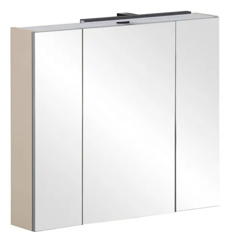 Vito Spiegelschrank MALO, Cremebeige mit Soft-Close-Funktion, 80 cm - Eleganter Spiegelschrank in Cremebeige, ausgestattet mit 3 Spiegeltüren, Soft-Close-Funktion und LED-Beleuchtung. Ideal für eine stilvolle und funktionale Badgestaltung. Maße: B 80 cm, H 74 cm, T 16 cm.