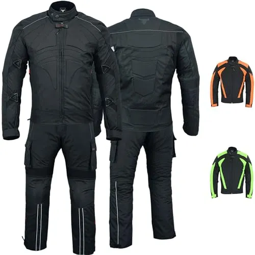 BULLDT Herren Motorradkombi mit CE-Protektoren – Winddicht & Leicht, 2-teiliges Set - Hochwertige Motorradkombi aus 4 Schichten mit herausnehmbaren Protektoren und winddichtem Design. 9 praktische Taschen bieten Platz für wichtige Utensilien. Ideal für sicheres Fahren und hohen Tragekomfort.