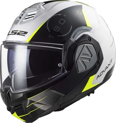 LS2 Klapphelm ADVANT CODEX White Black XL - Motorradhelm mit abnehmbarer Innenausstattung aus hypoallergenem Stoff, doppelt homologiert für Jet- und Integralbetrieb, ideal für Komfort und Sicherheit auf jeder Fahrt.