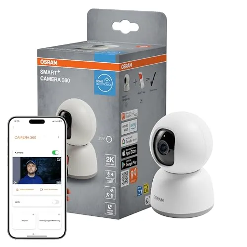 SMART+ WIFI CAMERA 360 White - Smart Home-Beleuchtungszubehör mit 360° Überwachung, ideal für Sicherheitslösungen im Innen- und Außenbereich.