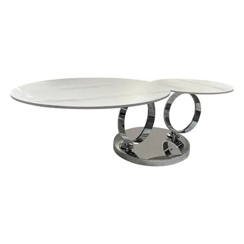 Riess Ambiente Design Couchtisch Dancing Rings - Beistelltisch fürs Wohnzimmer mit zwei rotierenden Tischplatten aus hochwertiger Keramik, ideal für flexible Ablageflächen und anpassbar an jeden Wohnstil.