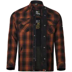 Bores Motorradjacke Lumberjack - Herren Jacken-Hemd in Orange/Schwarz - Motorradjacke aus atmungsaktivem BORTEXX®-Material, winddicht und pflegeleicht, ideal für sportliche Biker im XL-Format.