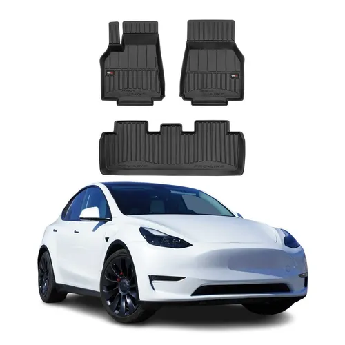 FROGUM ProLine 3D TPE Fußmatten für TESLA Model Y - Hochwertige, maßgefertigte Fußmatten aus Gummi für TESLA Model Y, bieten perfekten Schutz und einfache Installation für vorne und hinten.