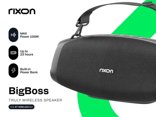 Rixon BigBoss Bluetooth Speakers 100W schwarz RXBS410 - Audio-Docks & Mini-Lautsprecher mit kraftvollem 100W Sound, ideal für Partys und Outdoor-Aktivitäten.