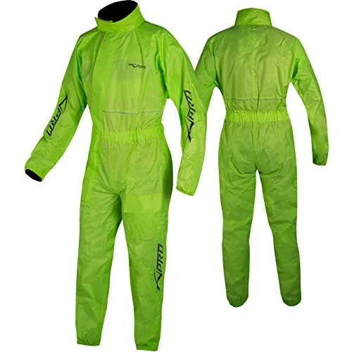 A-Pro Motorcycle Motorbike Waterproof Full Body One 1 pc Rain Over Suit Fluo 3XL