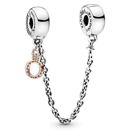PANDORA ROSE Charm ROSE "Sicherheitskette und baumelnde Krone" 788313-05 - Bead Charms für Damen, mit eleganter Sicherheitskette und Silikon-Haftschicht für sicheren Halt der Charms, perfekt für individuellen Schmuckstil.