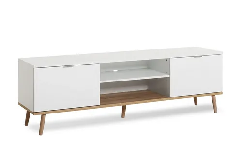 Newroom Lowboard Elia, Weiß - Skandinavischer TV Schrank für Wohnzimmer - Lowboard für Fernseher, bietet viel Stauraum und besticht durch sein modernes, skandinavisches Design. Ideal für Wohn- oder Schlafräume.