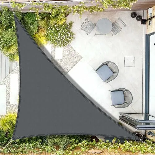 AXT SHADE Sonnensegel Wasserdicht Dreieck Rechtwinklig 4x4x5,65m Wetterschutz Sonnenschutz PES Polyester mit UV Schutz für Terrasse Balkon Garten-Grau Anthrazit(Wir Machen Sondergrößen)