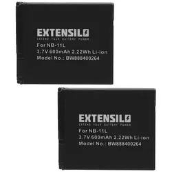 EXTENSILO 2x Akku kompatibel mit Canon IXUS 240 HS, 275 HS, 170, 265, 245 HS, 320 HS Kamera (600mAh, 3,7V, Li-Ion)