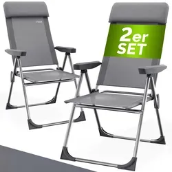 Casaria Gartenstuhl 2er Set - Hochlehner 7-fach verstellbar - Stühle für den Outdoor-Bereich, klappbar und aus wetterfestem Aluminium, ideal für entspannte Stunden im Garten.