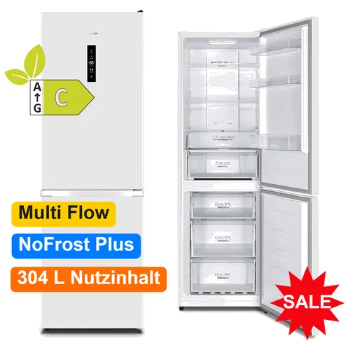 GORENJE Kühl-Gefrierkombination NRK 619 CAW4 - Kühlen & Gefrieren, No Frost Plus Technologie für optimale Frische ohne Eisbildung und einfacher Pflege.