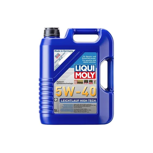 Liqui Moly Leichtlauf High Tech 5W-40 - 5-Liter Motoröl, optimal für moderne Benzin- und Dieselmotoren mit Turboaufladung, ideal bei langen Ölwechselintervallen