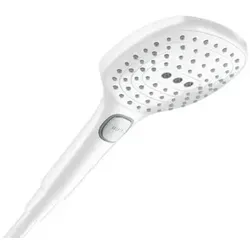 hansgrohe Duschkopf Raindance Select E, Handbrause 120mm - Handbrause mit 3 Strahlarten, elegante Mattweiß-Oberfläche und einfache Strahlartenwahl per Knopfdruck für ein individuelles Duscherlebnis.