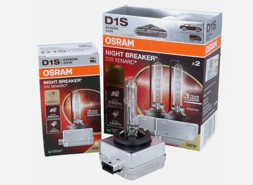 OSRAM Xenarc Night Breaker D1S Auto-Lampe 66140XN2-2HB - ECE-zertifizierte Xenon-Scheinwerferlampe mit bis zu 220% mehr Helligkeit und 250 m Lichtkegel, ideal für sicheres Fahren bei Nacht.