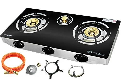 Phönix Germany Gaskocher PS-3 3-flammig - Kochfelder mit 8,8 kW Leistung und Piezo-Zündung, ideal für Outdoor-Kochen oder Grillpartys.