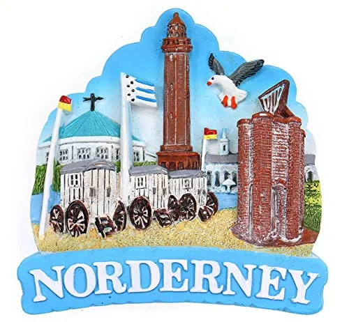 Norderney Magnet Leuchtturm Nordsee Poly Glanzlack Souvenir Germany