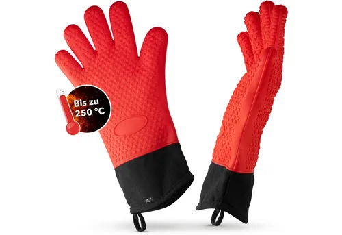 AVANA Topfhandschuhe Silikon Ofenhandschuhe Hitzebeständige Kochhandschuhe Handschuhe, Anti-Rutsch, weiches Baumwoll-Innenfutter, bis 250°C