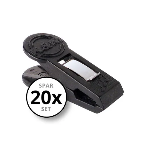 K&M 16060 Notenklammer Set - 20 Stück - Praktisches Set mit 20 schwarzen Notenklammern für sicheren Halt Ihrer Noten am Notenständer, ideal für Musiker und Proben.