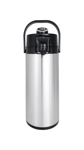 Saro 317-2076 Isolierpumpkanne S/S, 2,2 L - Thermobehälter mit 2,2 l Inhalt, aus hochwertigem Edelstahl, hält Getränke bis zu 5 Stunden heiß.