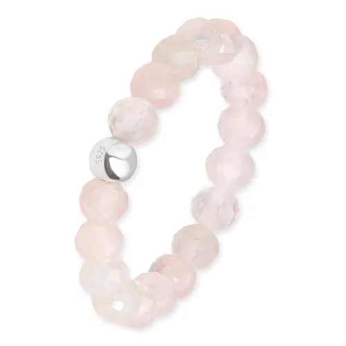 GD GOOD.designs Anti Stress Ring aus Rosenquarz Naturstein Perlen für Damen - Elastische Anxiety Rings | Fidget Ringe | Ringgröße 52-60