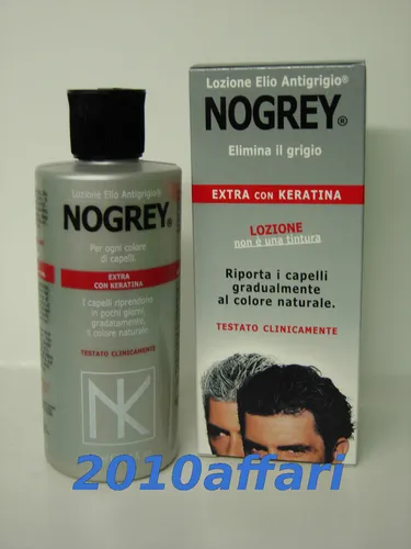 Elio Nogrey Lotion Extra mit Keratin gegen Grau 200 ml - Haarfärbemittel für alle Haartypen, mit Keratin für eine verbesserte Haarstruktur. Ideal für die Pflege und Auffrischung Ihrer Haarfarbe. Praktische 200 ml für den täglichen Einsatz.