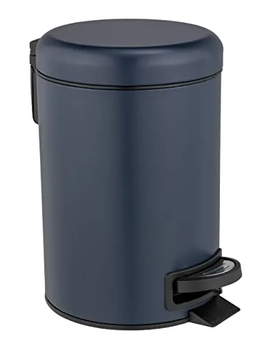 WENKO Treteimer Leman, 3 Liter, mit herausnehmbarem Einsatz, aus lackiertem Stahl, 17 x 25 x 22,5 cm, Dunkelblau matt