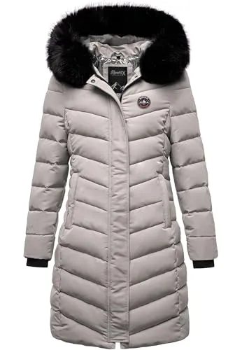 REPUBLIX Damen Gefütterte Dicke Winterjacke Parka mit Kapuze RJ-8016 Grau XXL - Elegante Damen Winterjacke von REPUBLIX mit femininer Passform. Strapazierfähiges Material, Kunstfellkragen & Kapuze für zusätzlichen Wetterschutz. Praktische Reißverschlusstaschen – ideal für Alltag und Freizeit.