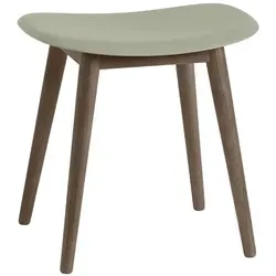 Muuto Fiber Stool, wood base, dusty green / dunkelbraun gebeizt