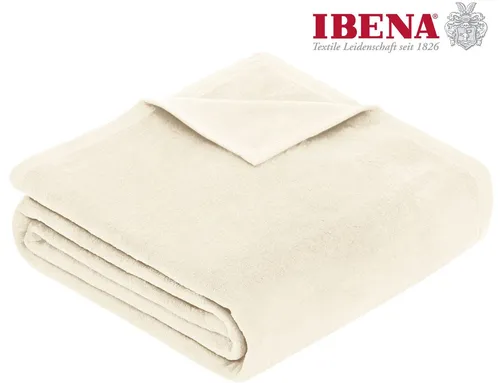 IBENA Luxus Wohndecke in wollweiß - Wohndecke aus 58% Baumwolle, 35% Polyacryl, 7% Polyester, pflegeleicht und trocknergeeignet – ideal für kuschelige Abende.