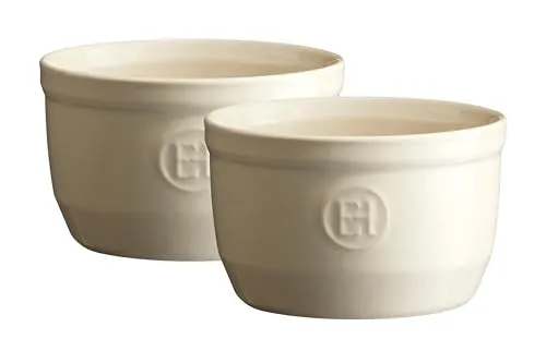 Emile Henry Ramekin 10 cm, Crème, 2 St. - Elegante Auflaufförmchen - Töpfe und Auflaufformen aus natürlicher Keramik für perfekte Wärmeverteilung und vielseitige Nutzung. Ideal für individuelle Portionen, kratzfest und temperaturbeständig von -20°C bis 270°C.
