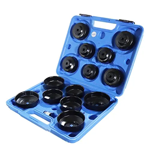CCLIFE Multitool 15 tlg - Universal Ölfilter Ölfilterschlüssel Werkzeug - Multitools, 15-teiliges Set mit robusten Aluminium-Ölfilterschlüsseln für einfache und schnelle Ölwechsel.
