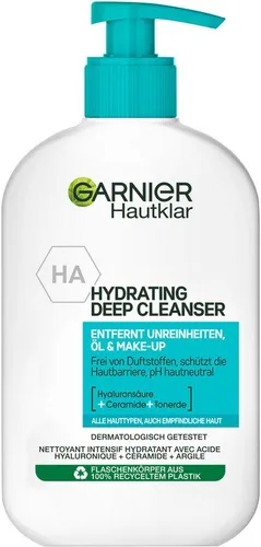 Garnier Hautklar Gesichtsreinigung, Entfernen von Unreinheiten, Öl und Make-Up, Mit Hyaluronsäure, Ceramid und Tonerde, Hydrating Deep Cleanser, 1 x 250 ml
