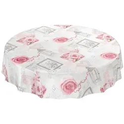 ANRO Tischdecke Wachstuchtischdecke Gartentischdecke Wachstischdecke (Einzelstück 1-tlg), Geprägt Rund 140cm wasserabweisend grau Rund | Ø 140 cm x 140 cm x 140 cm x 0.25 mm