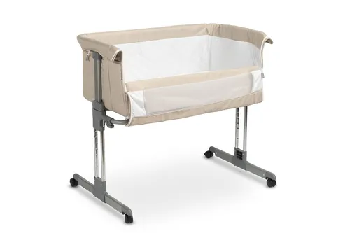 CARETERO Beistellbett Baby Babybett ab 6 Monaten bis 9 kg - Matratze - Beige