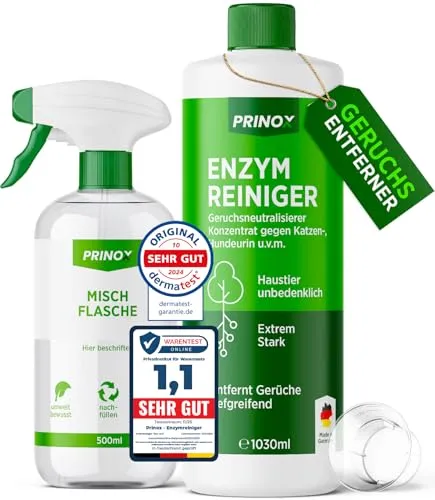 PRINOX 1030ml Enzymreiniger Konzentrat - Starker Geruchsentferner - Arborist Merchandising Root - Hochkonzentriertes Enzymreiniger Konzentrat neutralisiert Gerüche tiefgreifend und ergibt bis zu 40L effektiven Geruchsneutralisierer.