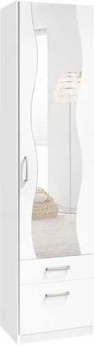 priess Kleiderschrank weiß 48 cm x 193 cm x 54 cm - Kleiderschrank mit 1 Tür und 2 Schubladen, modernes Design in Weiß, gefertigt in Deutschland, ideal für platzsparende Lösungen im Schlafzimmer.