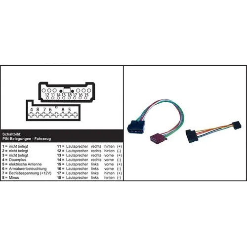 AIV ISO Autoradio-Adapter Auto-Radio Adapter-Kabel für Ford Seat VW Sharan etc