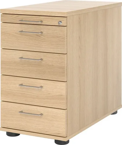 Standcontainer Breno 13333 – Utensilienschub mit Zentralverriegelung - Schreibtische: Der Standcontainer Breno 13333 bietet sicheren Stauraum mit Zentralverriegelung und Teleskop-Schüben. Ideal für ein organisiertes Büro, mit 4 Leichtlaufrollen und höhenverstellbaren Füßen.