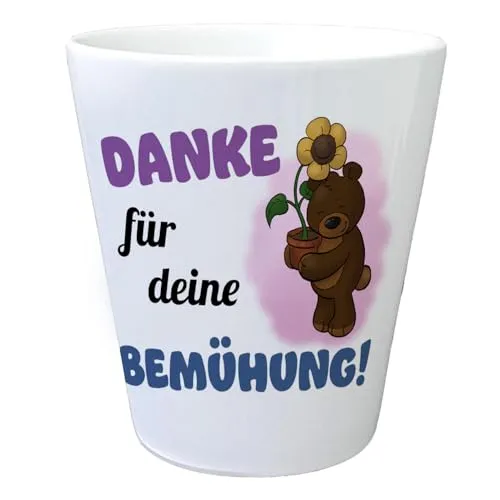speecheese Danke für Deine Bemühung Blumentopf mit niedlichem Bären EIN dekorativer Pflanztopf für Erzieher Bär Motiv Frauen Abschied Erzieherin Übertopf Danksagung Dankeschön Kinder Mutter