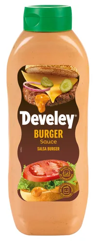Develey Burger Sauce – Vegane Würzig-Cremige Sauce für Burger & mehr - Gemüsekonserven – 100% vegan, ohne Geschmacksverstärker, ideal für Burger, Sandwiches und Grillgerichte. Extra große 875 ml Flasche für unvergessliche Geschmackserlebnisse!
